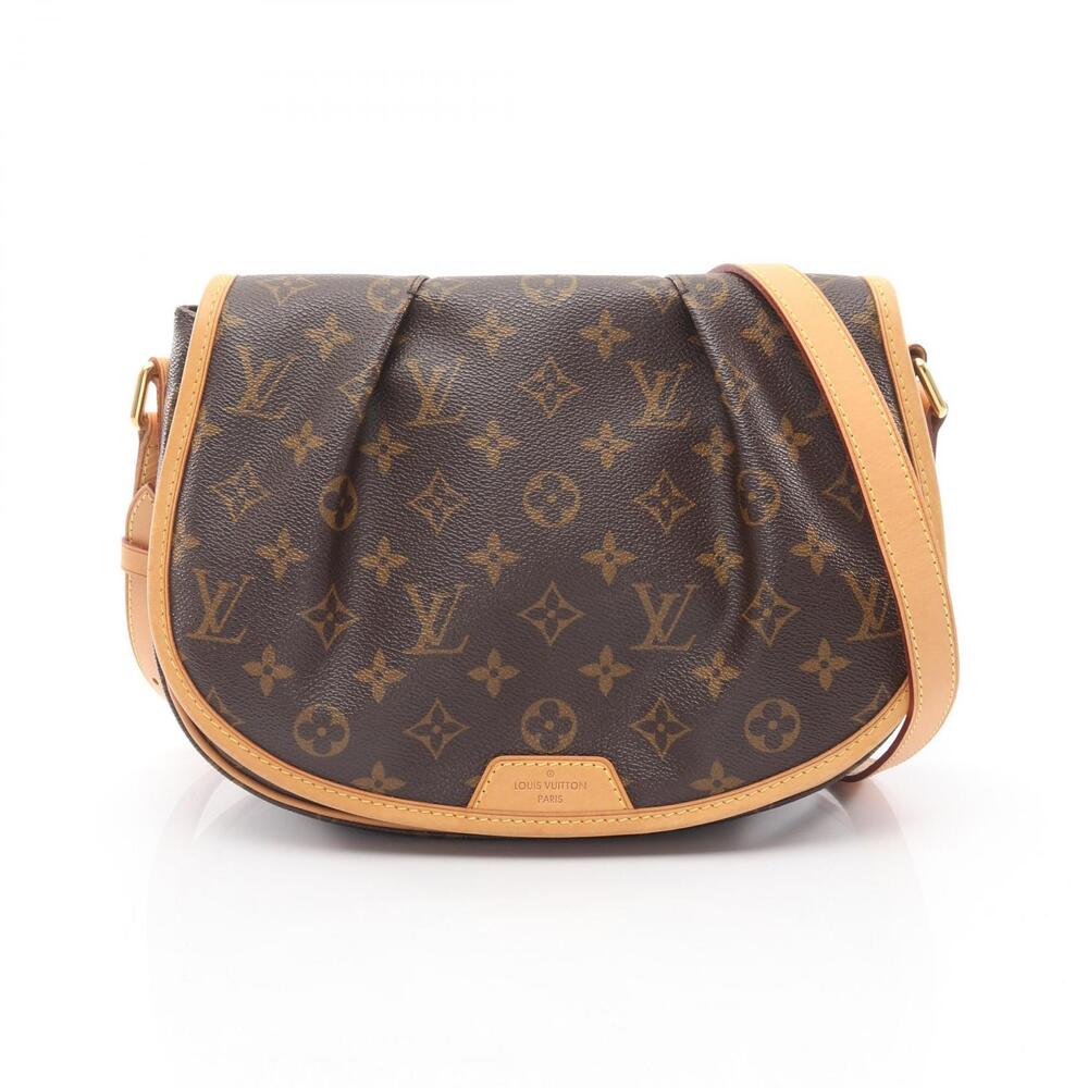 Louis Vuitton Menilmontant Shoulder Bag Canvas Leather Monogram Brown